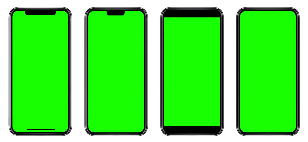 智能手机类似于iphone xs max，空白绿屏用于信息图全球商业营销计划，模型类似于iPhonex孤立的ai数字投资经济背景。高清-裁剪路径图片下载