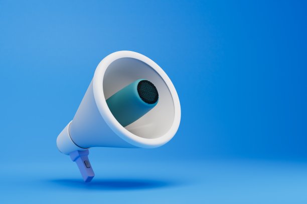 重要信息的披露。蓝色背景扬声器。复制粘贴，复制空格。三维渲染图片下载