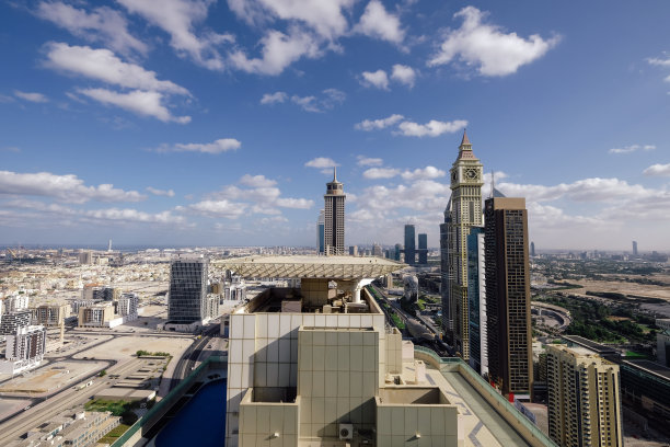 阿联酋迪拜城市天际线鸟瞰图图片下载