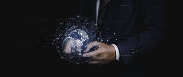 数字化营销全球网络，全球数据交流3D渲染。图片下载