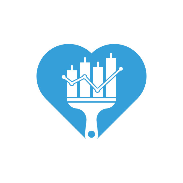 绘制金融心形概念标志设计矢量。图片下载