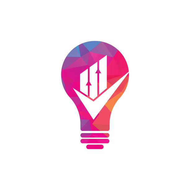 检查金融灯泡形状标志图标矢量。图片下载