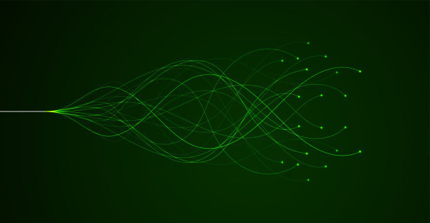 人工智能技术。人工智能的概念。绿色和圆点线。数字、通讯、科学、网络图片下载