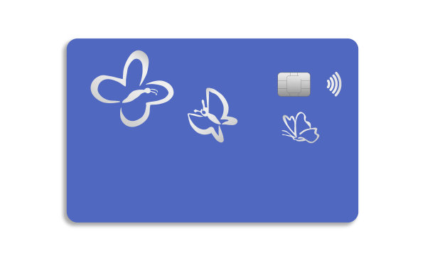 蓝色的银行卡和银色的蝴蝶图片下载