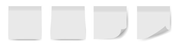 一套现实的白色木棍。带有阴影的孤立音符集合。笔记收集与影子。矢量插图隔离在白色背景上。图片下载