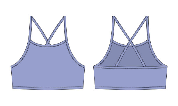 女孩胸罩技术草图。冷蓝色。女式内衣图片下载