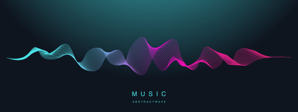 矢量波动态音乐线。蓝绿色的抽象线条。声波，你设计的抽象背景。矢量EPS 10图片下载