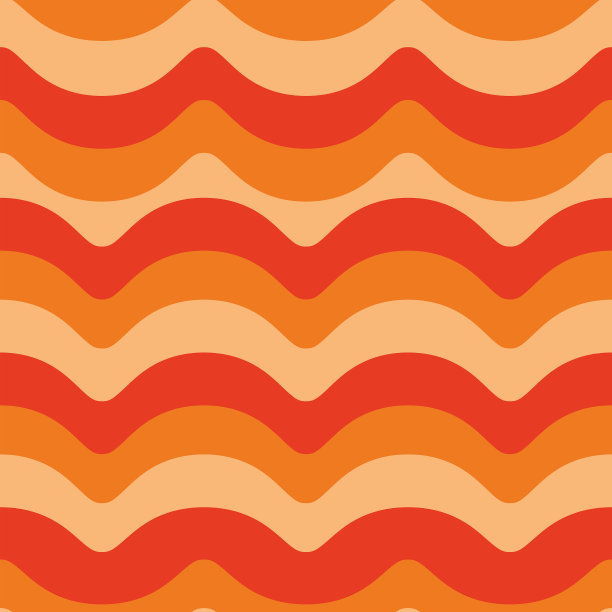 抽象复古70年代groovy波浪无缝模式在橙色，红色和米色。图片下载