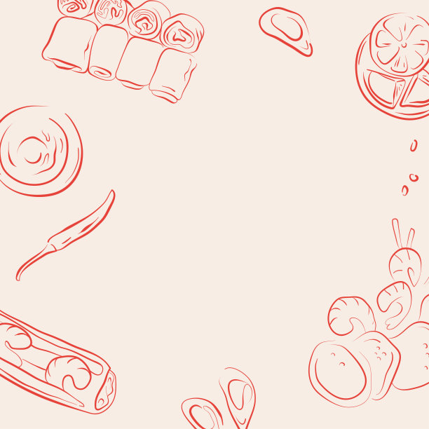 手绘风格的越南食物插图图片下载