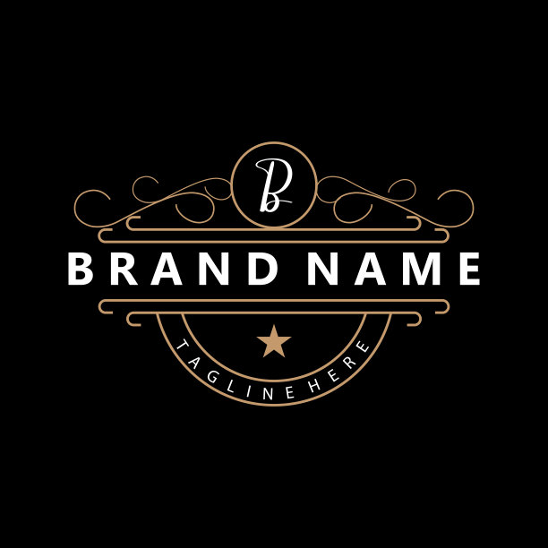 优雅的极简装饰标志模板豪华装饰婚礼装饰业务，蜡染风格邀请，蜡染，磨损，初始品牌设计图片下载