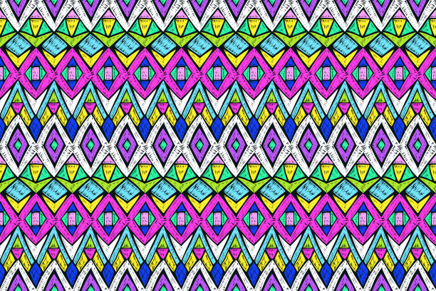 民族图案。阿兹特克布。刺绣的效果。部落的点缀。巴西或墨西哥印花。服装或室内设计。那种波西米亚风格的时尚。传统的土布纺织品。矢量无缝模式。图片下载