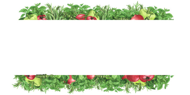 鲜香草，番茄，辣椒和甜椒。水彩边界。模板，菜单，海报的插图图片下载