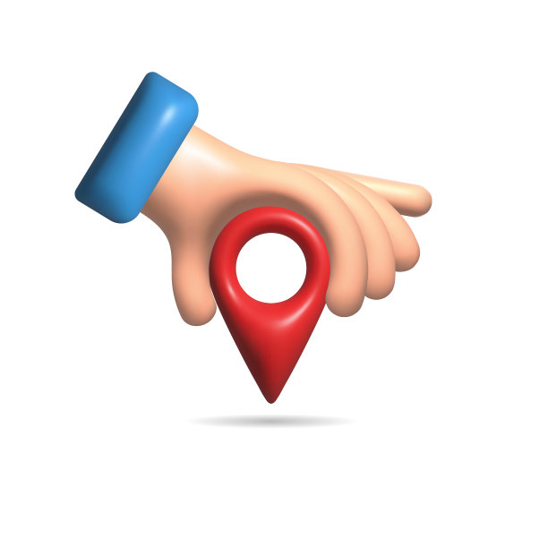 手持地图点销。标记位置图标。3D图标红色针。图片下载