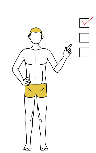 脱毛和男性审美形象，一个穿着内衣的男人指着一张清单。图片下载