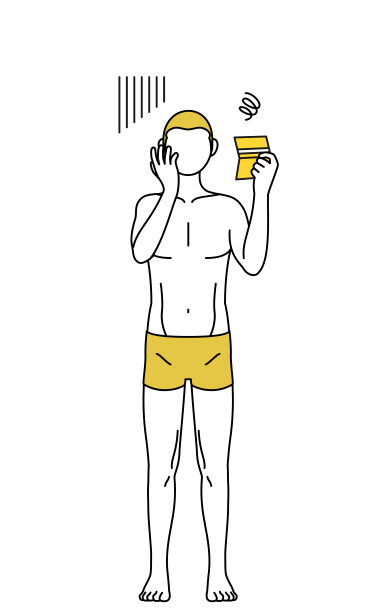 脱毛与男性审美形象，一个穿着内衣的男人看着他的存折，心情沮丧。图片下载