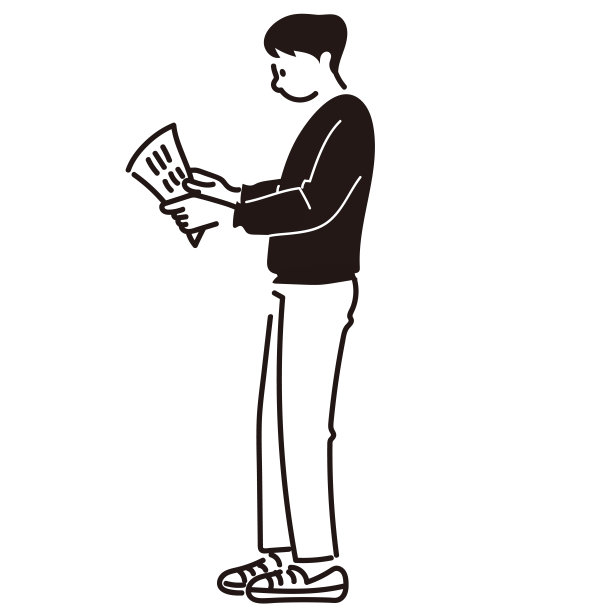 一个人在看报纸的线条图图片下载