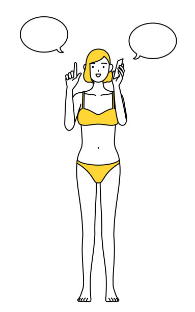 脱毛和美容沙龙图片，一个穿着内衣的女人一边打电话一边指点。图片下载