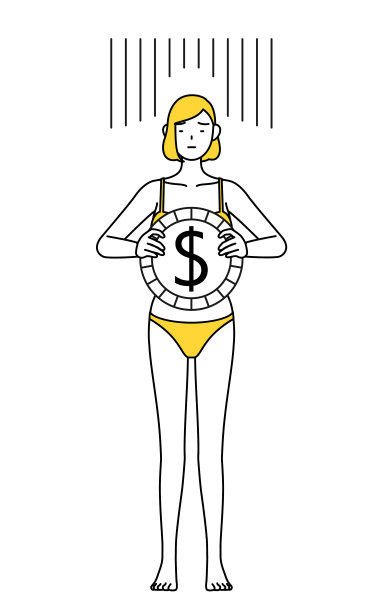 脱毛美容沙龙形象，穿着内衣的女子形象，汇兑损失或美元贬值的形象图片下载