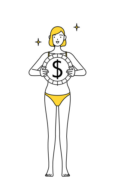 脱毛和美发店形象，穿着内衣的女子，配以外汇收益和美元升值的形象。图片下载