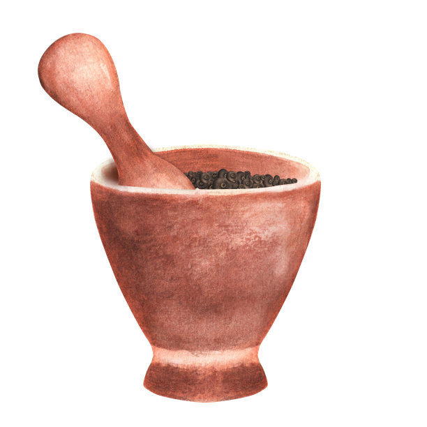 用杵在臼里手工画水彩香椒图片下载