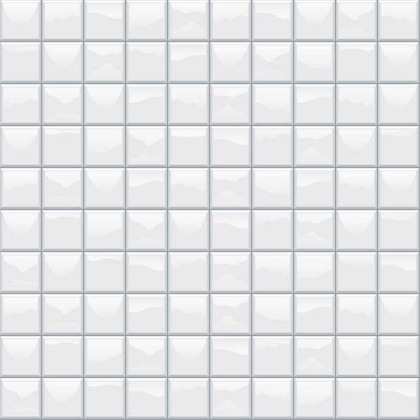 白色光滑的方形瓷砖无缝图案。家庭内部，浴室和厨房的墙壁和地板纹理。矢量白色闪亮的砖墙背景。图片下载