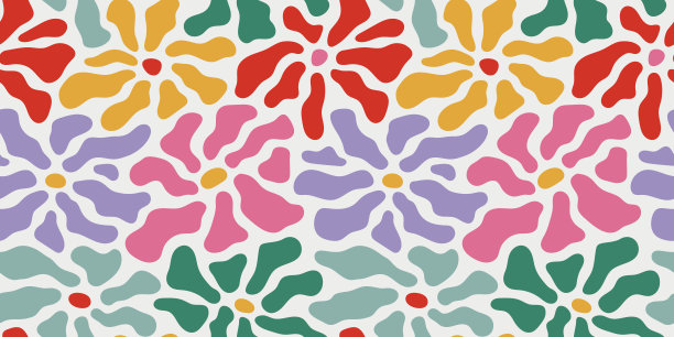 彩色复古花艺无缝图案插图图片下载