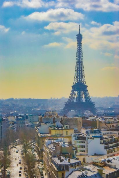 从凯旋门看埃菲尔铁塔图片下载