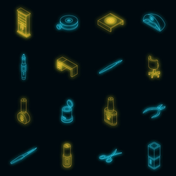 装备图标设置矢量霓虹灯图片下载
