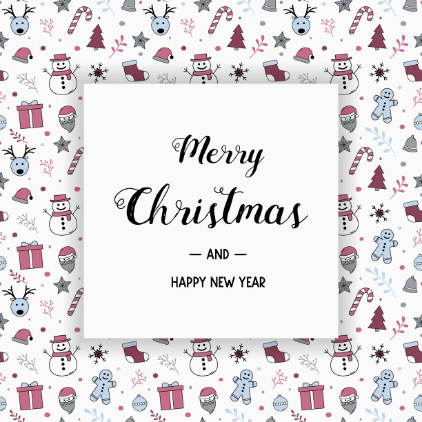 写满祝福的圣诞卡。圣诞概念与饰品。向量图片下载