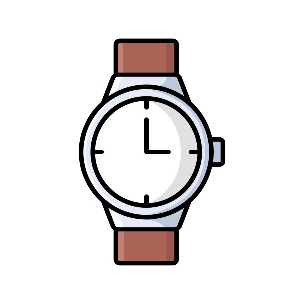 手表图标矢量设计模板在白色背景图片下载