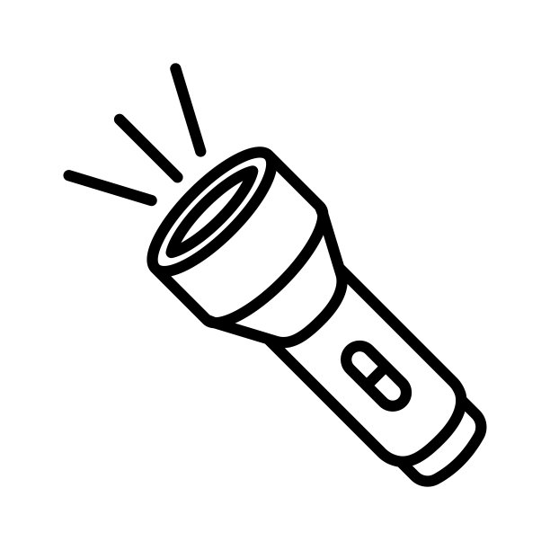 手电筒图标矢量设计模板在白色背景图片下载