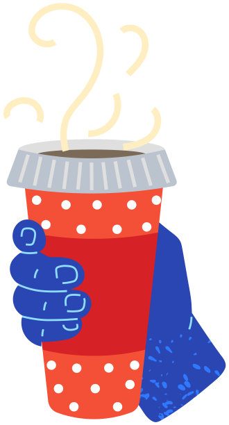 手拿咖啡纸杯。红色圆点容器，盛有热饮。带走，饮料带走图片下载