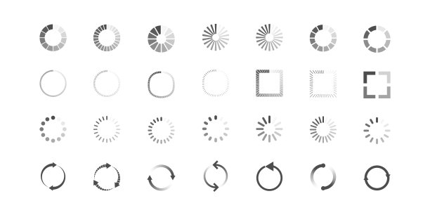 下载标志集。加载图标设置。加载系统。数据加载。加载酒吧。冻结了电脑。矢量股票插图。矢量图图片下载