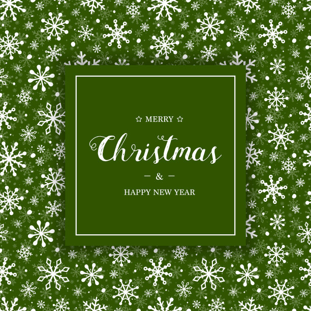 圣诞贺卡与节日的雪花。圣诞背景与美丽的书法。向量图片下载