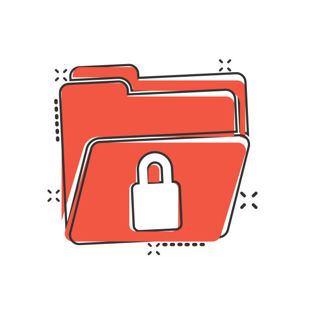 漫画风格的文件文件夹权限图标。孤立背景上的文档访问卡通矢量插图。秘密档案飞溅效果招牌经营理念。图片下载