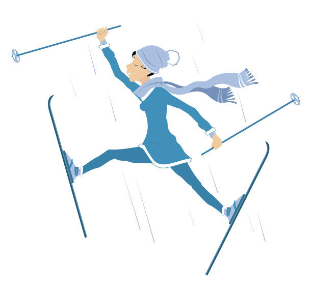 滑雪女青年插画图片下载