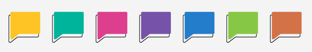 收集集彩色语音气泡在白色背景。人们在商业和日常事务领域的沟通概念。矢量插图。图片下载