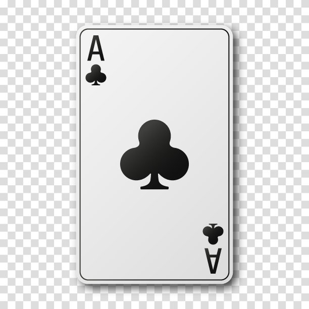 透明背景上带有梅花符号或标志的黑白纸牌Ace。矢量图图片下载