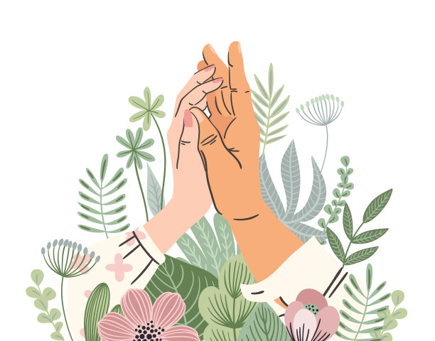 男性和女性手的独立插图。爱情，爱情故事，关系。矢量设计概念为情人节等。图片下载