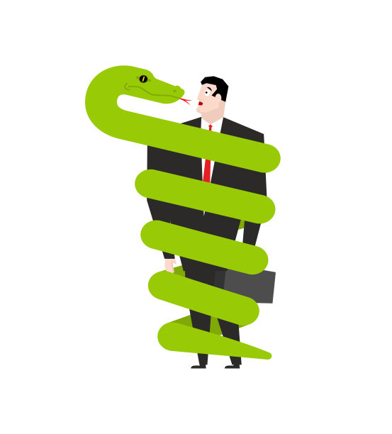 蛇缠着人。矢量图图片下载