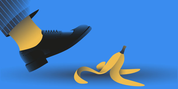 男人踩在香蕉皮矢量插图。图片下载