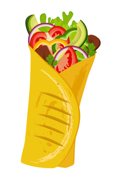 卷饼。墨西哥风味快餐店的菜单设计。图片下载