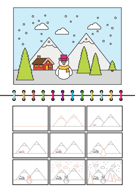 如何画风景，简单的绘制步骤的孩子。画素描图片下载
