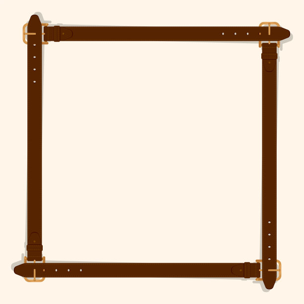 方形框架的男人皮革腰带制成昂贵的深色皮革。服装配件彩色矢量隔离在白色背景上图片下载