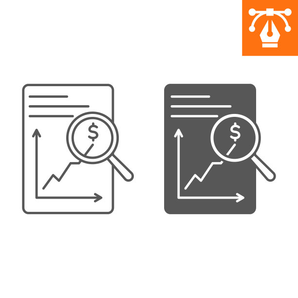 数据分析线和实心图标图片下载