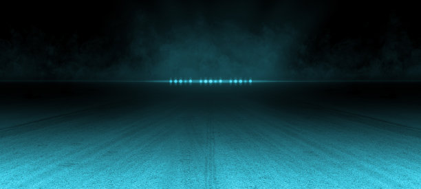 黑暗的街道，沥青抽象的深蓝色背景，空旷的黑暗场景，霓虹灯，聚光灯，混凝土地板和工作室房间的烟雾飘起内部纹理，用于展示产品图片下载