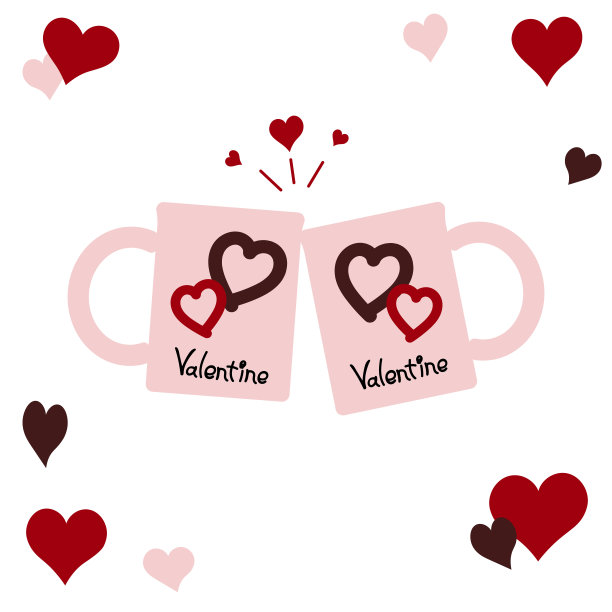 一对马克杯作为情人节礼物图片下载