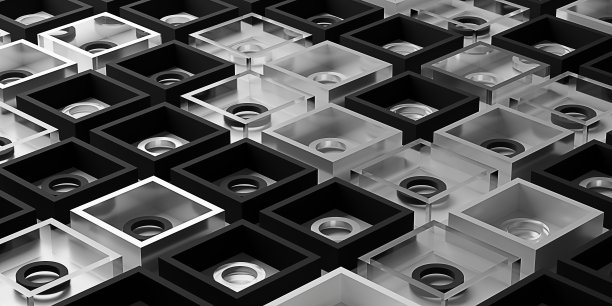 几何抽象背景深色黑色方框3D插图图片下载