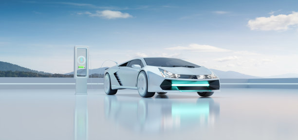 电动汽车充电与现代UI控制信息显示充电站图片下载