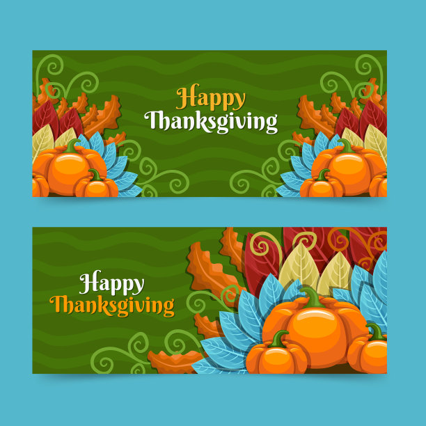 手绘的感恩节横横幅图片下载